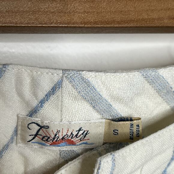 Faherty Womens Striped Linen Shorts Blue White Size Small Nautical Mid Rise - Picture 4 of 6